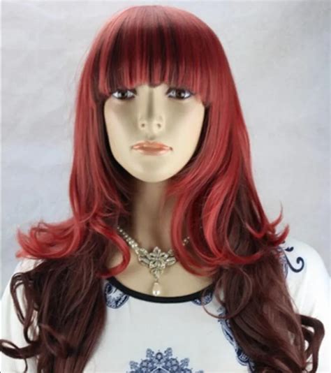 WIG New Fashion Red Long Wavy Curly Anime Party Cosplay Wig Full Wigs ...