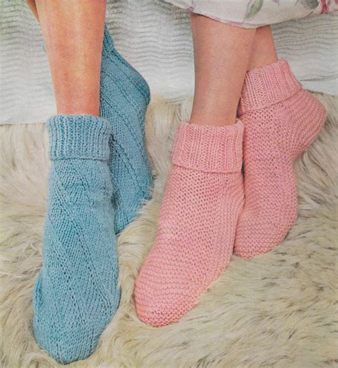 Vintage Bed Socks Knitting Pattern Knit Flat on Two Needles - Etsy Australia