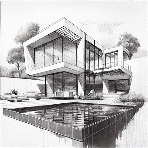 Modern House Architecture Sketch