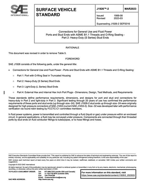 SAE J1926/2-2023 通用连接和流体动力端口以及带 ASME B1.1 螺纹和 O 型圈密封的螺柱端 第2部分：重型（S 系列）螺柱端 标准全文