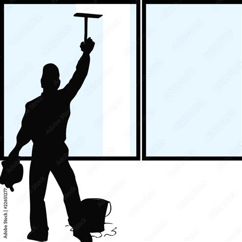 Silhouette window cleaner Stock Vector | Adobe Stock