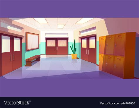 Cartoon school hallway interior with lockers Vector Image