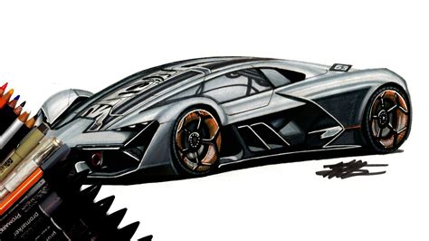 Realistic Car Drawing - Lamborghini Terzo Milennio - Time Lapse ...