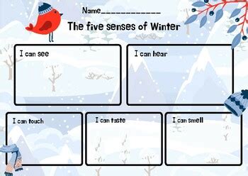 FREEBIE The five senses of Winter worksheet by Christinafreeprints