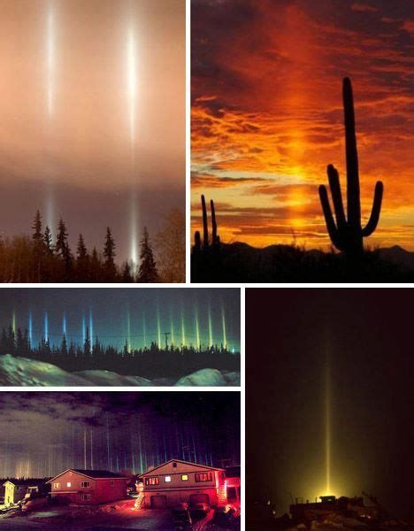 Light pillars appear as eerily upright luminous columns in the sky, beacons cast into the air ...