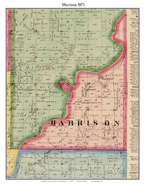 Harrison, Indiana 1875 Old Town Map Custom Print - Morgan Co. - OLD MAPS