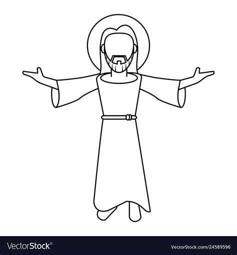 Jesuschrist man cartoon in black and white Vector Image