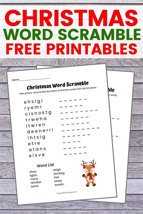 Holiday Word Scramble Free Printable