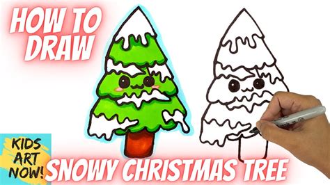 Snow On Christmas Tree Drawn