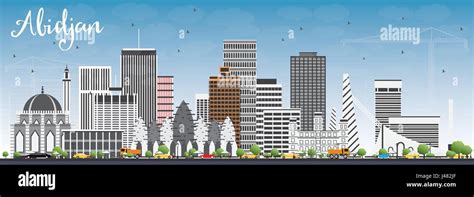 Abidjan Skyline with Gray Buildings and Blue Sky. Vector Illustration ...