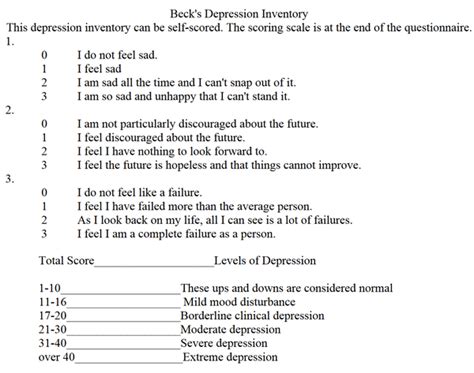 BECK DEPRESSION INVENTORY BDI