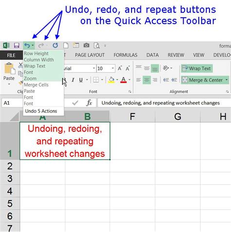 Using Undo, Redo, and Repeat in Excel