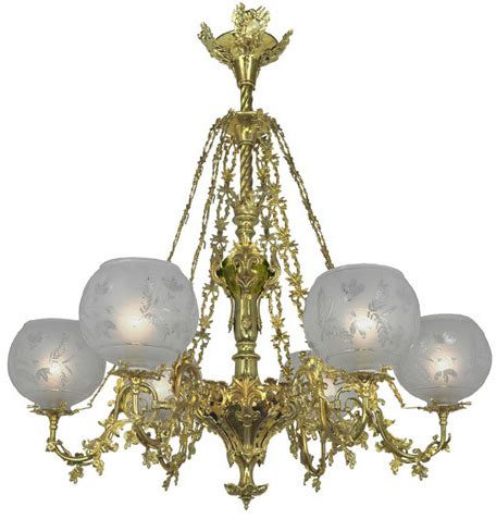 Victorian Chandelier - Neo Rococo C 1840 Six Arm Gasolier (835-HRC-CH)