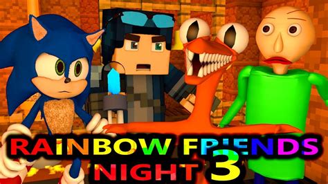 RAINBOW FRIENDS Chapter 1 VS SONIC MARIO BALDI STEVE Roblox CHALLENGE Night 3 Minecraft ...