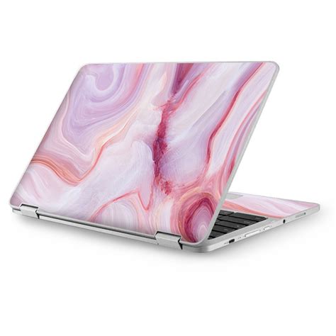 Skin Vinyl Sticker Cover Decal for Asus Chromebook 12.5 Laptop Notebook -Pink Stone Marble Geode ...