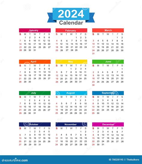 Un Calendario Da 2024 Anni Isolato Sul Vettore Bianco Del Fondo Illustrazione Vettoriale ...