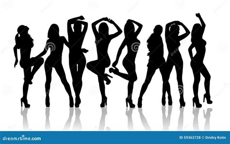 Group of Silhouette Girls Dancing Stock Illustration - Illustration of ...