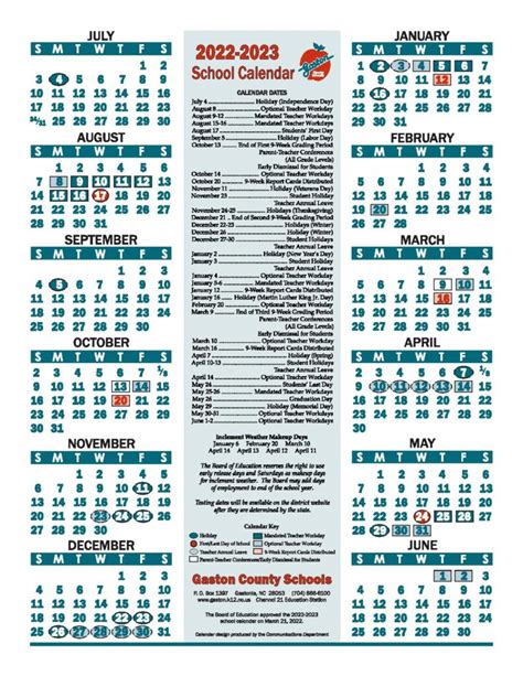 Gaston County Schools Calendar Holidays 2022 2023 From Gaston County ...