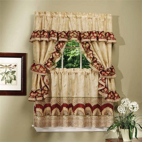 Sunflower 5 Pc. Complete Kitchen Curtain Tier & Swag Set - 24 in. Long ...