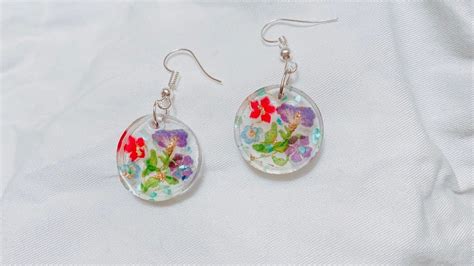 diy resin earrings/simple and beautiful earrings using uv resin/resin jewelry/resin floral ...