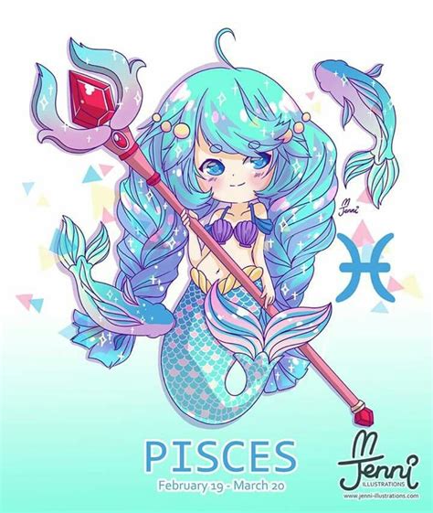 Pin by Pink ♡ Blossom on A Pisces Girl@ Heart ♡ | Anime zodiac, Zodiac art, Cute kawaii drawings