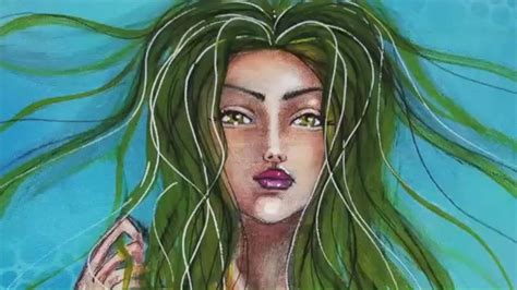 Mixd Media Mermaid [Video] | Simple canvas paintings, Mermaid painting, Mixed media art journaling