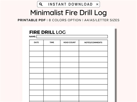 Business Fire Drill Log Printable, Organization, Fire Drill Practice ...