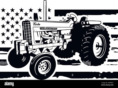 USA Farm Tractor - US Farmer, Harvest, Farmer Vehicle, Stencil, Silhouette, Vector Clip Art ...