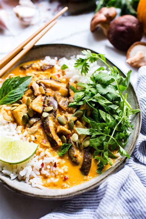 Thai Mushroom Pumpkin Curry Recipe (W/ Tofu or Chickpeas) | Tanya G ...