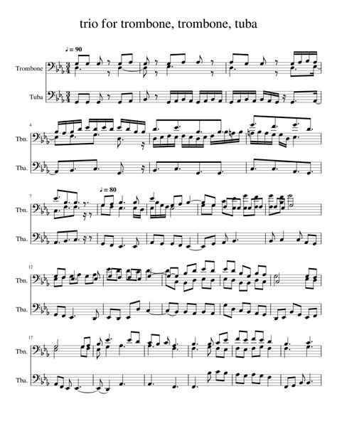 trio for trombone, trombone, tuba Sheet music for (Brass Duet ...