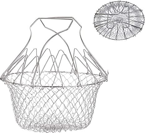 Xrten Colander Folding Net Steam Basket Cooking Tools,304 Foldable Kitchen Steam Rinse Strain ...