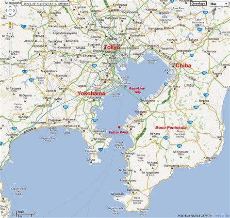 Tokyo bay map - Map of Tokyo bay (Kantō - Japan)