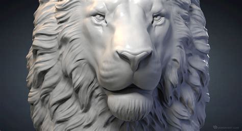 Nikolay Vorobyov - Lion head 3d model. Digital sculpture.