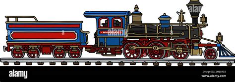 The vectorized hand drawing of an old american steam locomotive Stock Vector Image & Art - Alamy