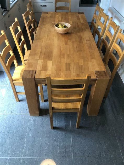 10 Seater Solid Oak Dining Table and Chairs | in Long Buckby, Northamptonshire | Gumtree