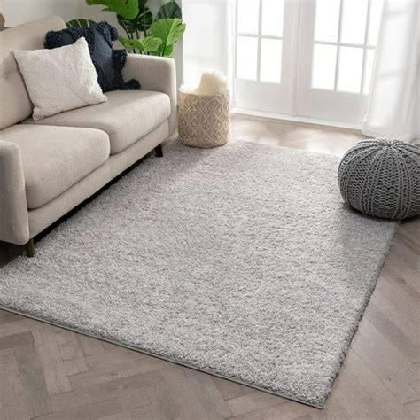 Well Woven Solid Color Light Grey Soft Shag Area Rug 5x7 (5'3" x7'3 ...