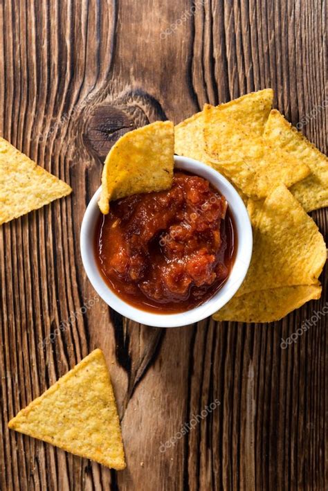 Nachos with Salsa Dip — Stock Photo © HandmadePicture #75414347