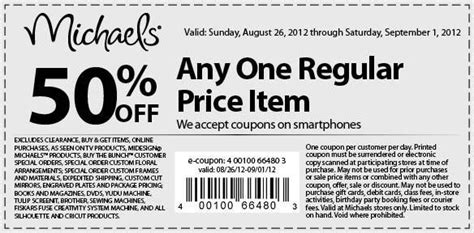 Michaels Coupon Valid 8-26 through 9-1 | Michaels coupon, Free printable coupons, Michaels ...