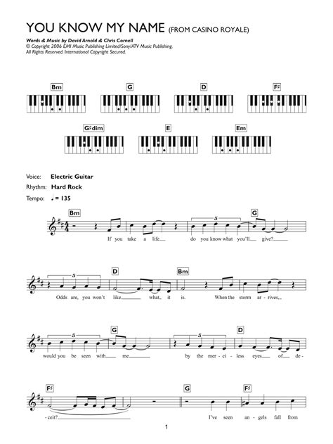 You Know My Name (theme from James Bond: Casino Royale) by Chris Cornell Sheet Music for Piano ...