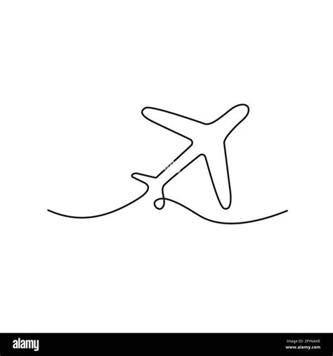 Airplane one line drawing. Minimalism art. Continuous line plane transportation. Vector ...