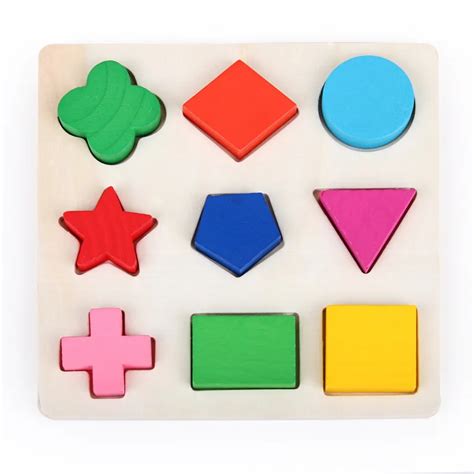 Wooden Geometric Shape Puzzle Toy Early Learning Educational Toys For ...