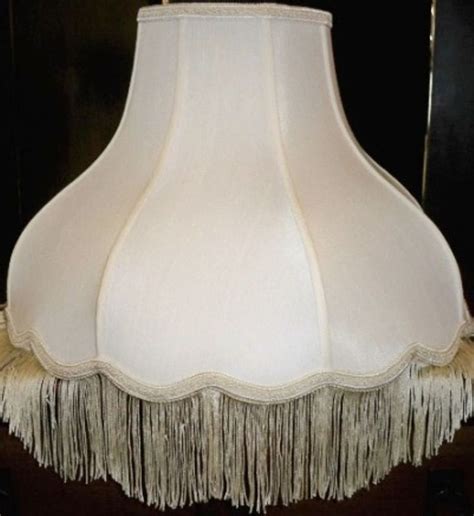 Bell Scallop Fringe Silk Vintage Lamp Shade Style, Cream, White + 4" Fringe 5"x14"x10.5"; 6"x16 ...