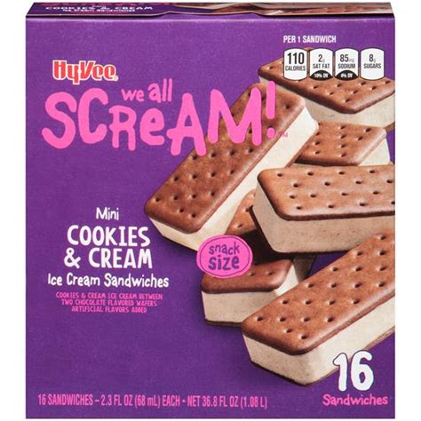Hy-Vee Mini Cookies & Cream Ice Cream Sandwiches 16-2.3 Fl Oz | Hy-Vee Aisles Online Grocery ...