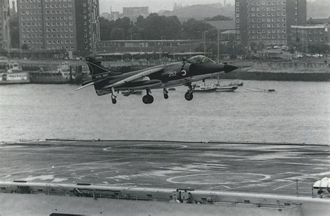 Sea Harrier Land On H.m.s Invincible In Portsmouth Harbour. Photograph ...