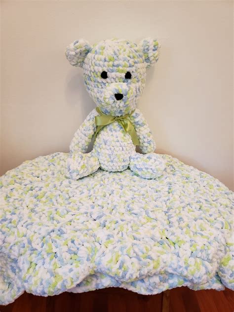 Baby Blanket with Matching Teddy Bear-Throw blanket | Etsy