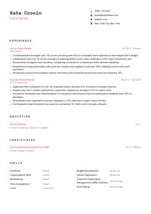 Event Planner Resume Example