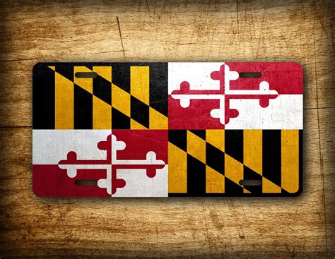 Maryland State Flag License Plate MD Official Flag Symbol Auto