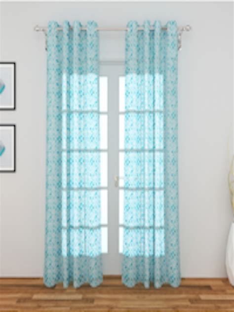 Buy Home Centre Blue & White Set Of 2 Ethnic Motifs Sheer Door Curtain ...