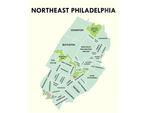 Northeast Philadelphia Neighborhoods Map | Etsy