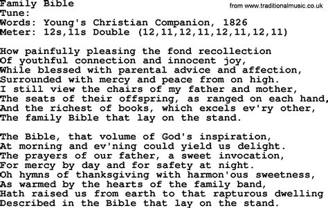 Sacred Harp Song: Family Bible - lyrics, and PDF